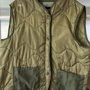Vintage military Olive Green Quilted Vest